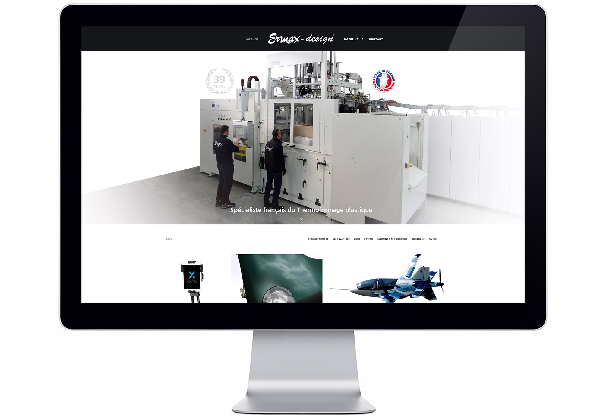 Site vitrine pour la société Ermax-design by Zébra design