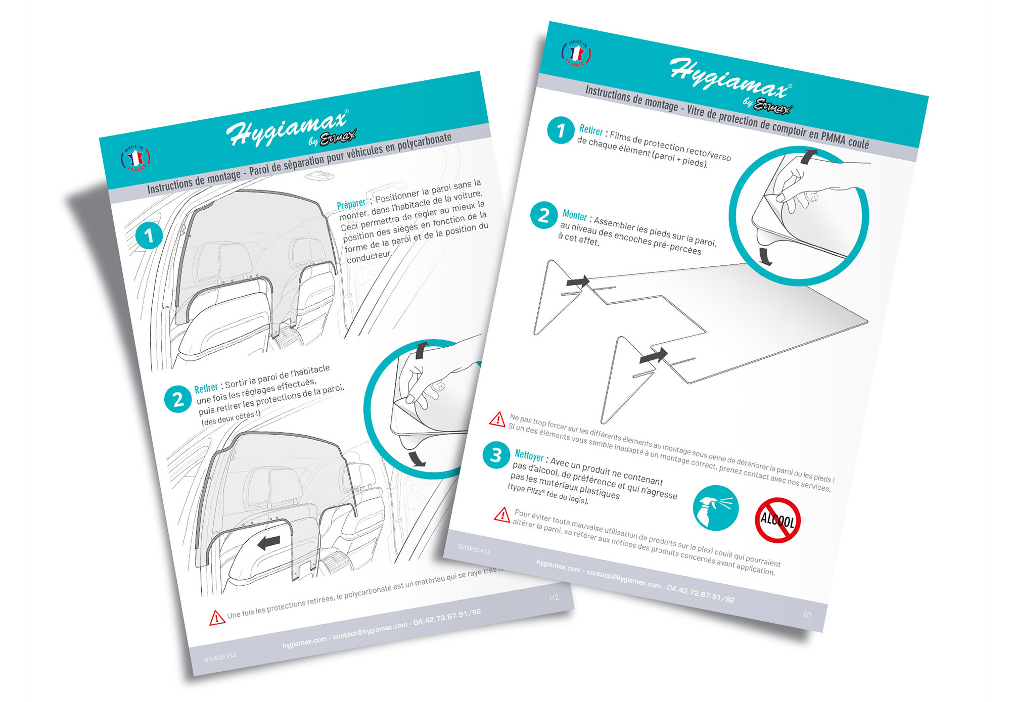 Notices de montage pour parois de protection Hygiamax®